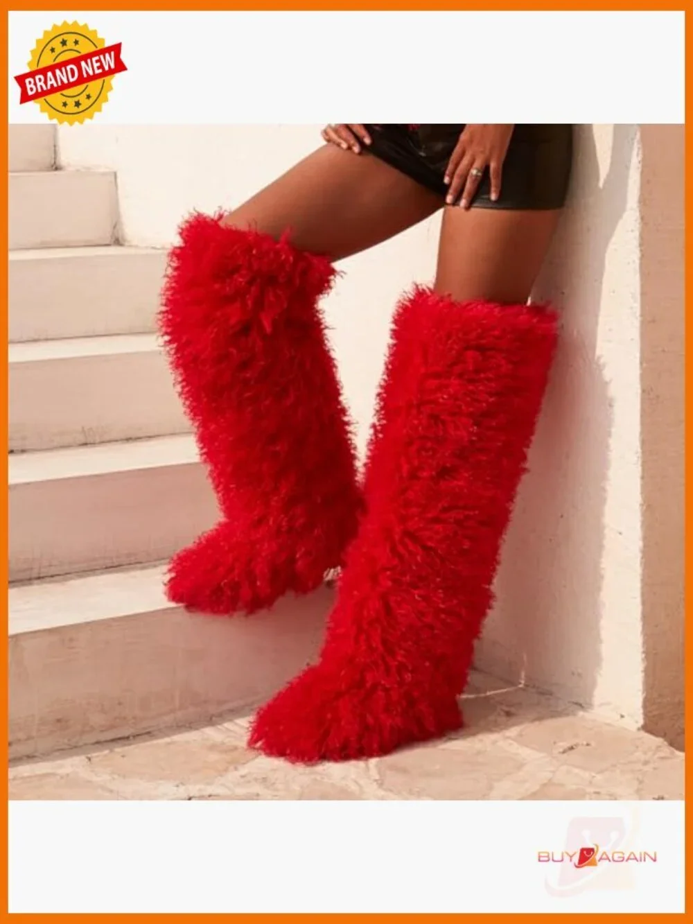 Thigh High Faux Fur Over the Knee Boots Winter Snow Boots Women's